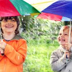 Rainy day - happy children-big